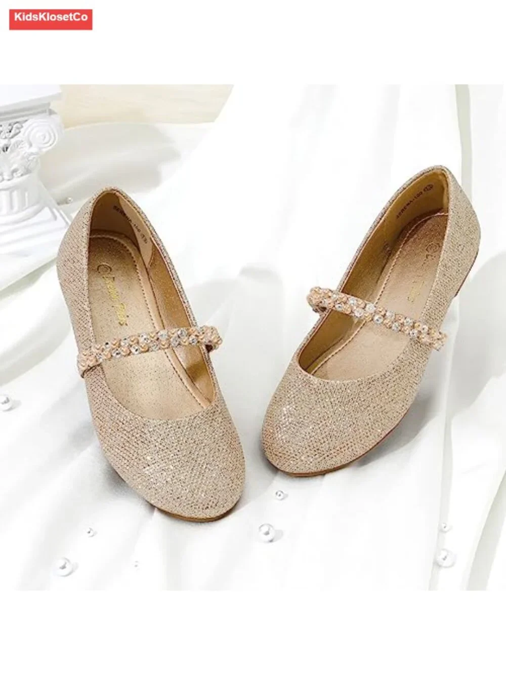 Girls Pearl Strap Mary Jane Ballet Flats Dress Shoes Flower Girl
